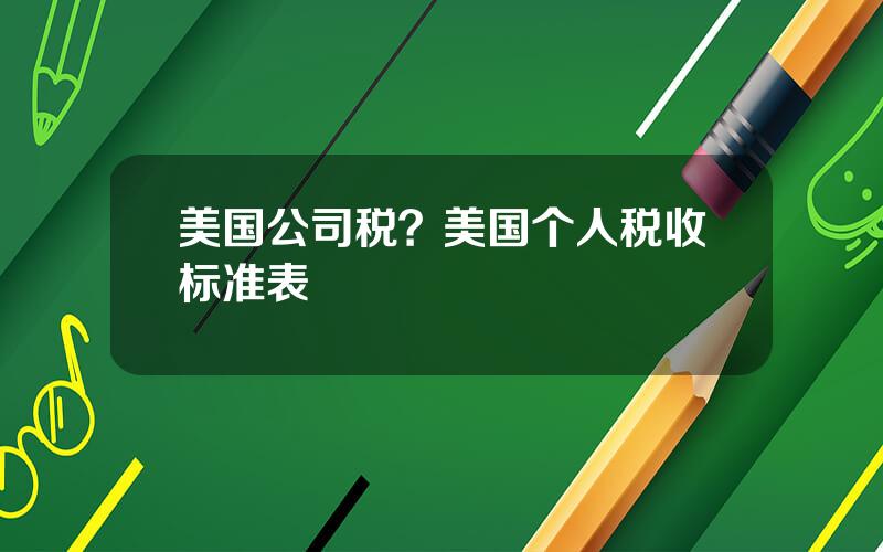 美国公司税？美国个人税收标准表