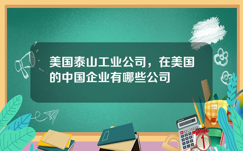 美国泰山工业公司，在美国的中国企业有哪些公司