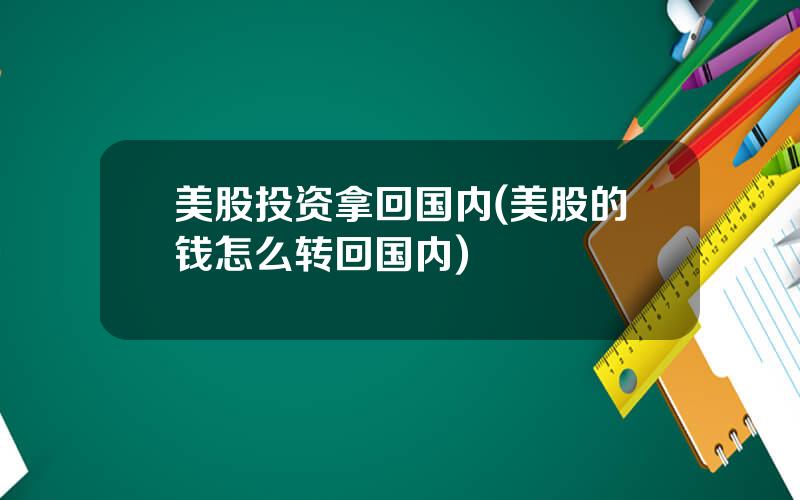 美股投资拿回国内(美股的钱怎么转回国内)