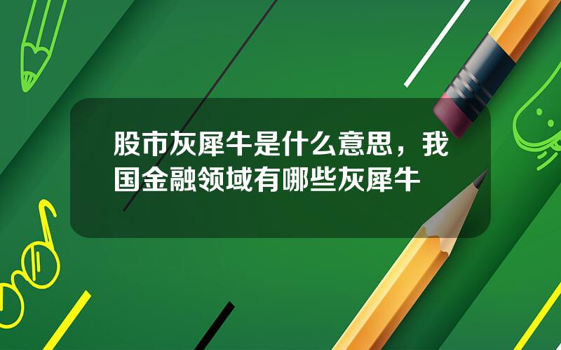 股市灰犀牛是什么意思，我国金融领域有哪些灰犀牛