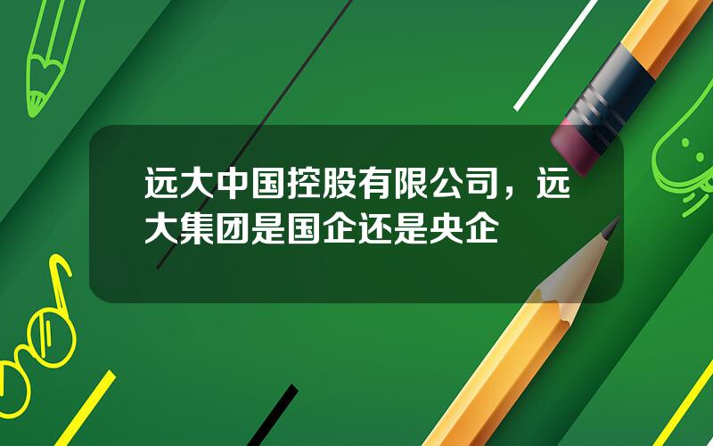 远大中国控股有限公司，远大集团是国企还是央企