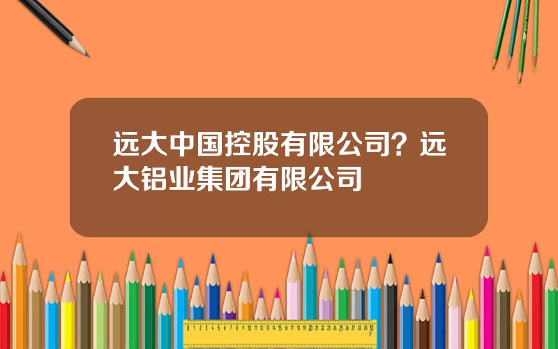 远大中国控股有限公司？远大铝业集团有限公司