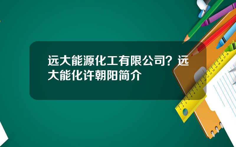 远大能源化工有限公司？远大能化许朝阳简介