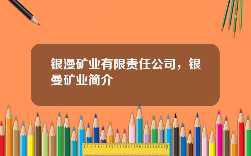 银漫矿业有限责任公司，银曼矿业简介